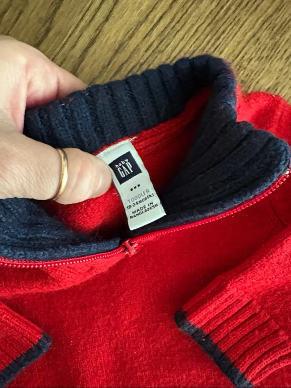 VINTAGE 2005 Baby GAP Factory Red 1/4 Zip Wool Blend Sweater